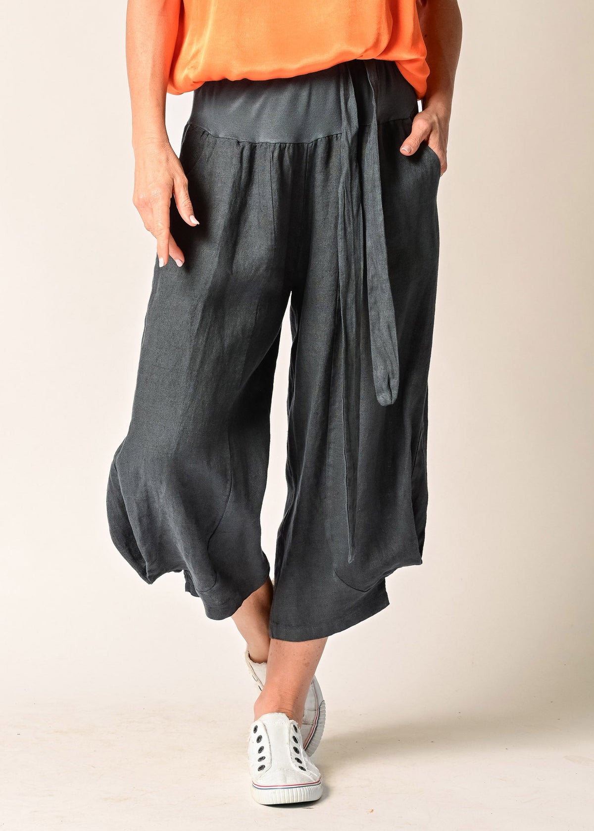 Addison Linen Pant in Granite - Imagine Fashion Australia