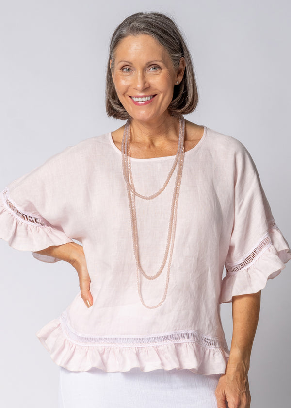 Evania Linen Top in Modena Pink - Imagine Fashion Australia