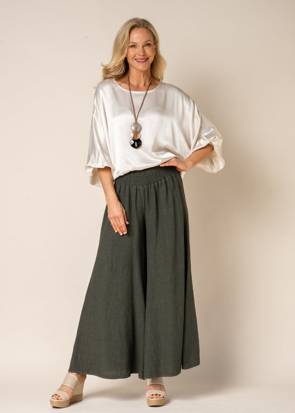 Diana Linen Pant in Khaki - Imagine Fashion Australia