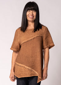 Valoria Linen Top in Burnt Toffee