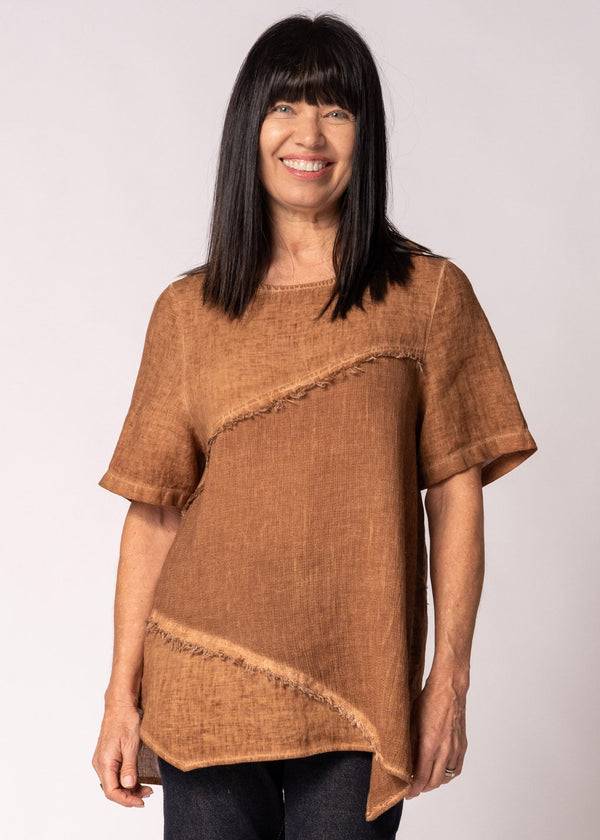 Valoria Linen Top in Burnt Toffee