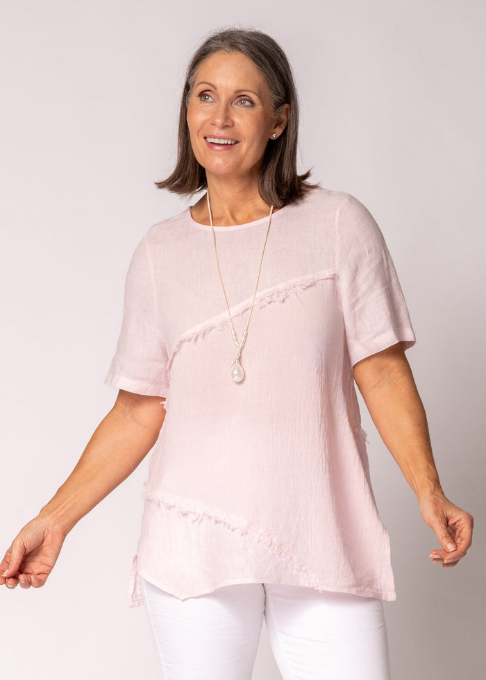 Valoria Linen Top in Modena Pink