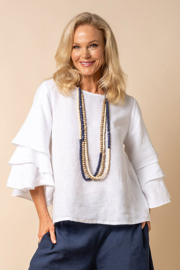 Jadwyn Linen Top in White - Imagine Fashion Australia