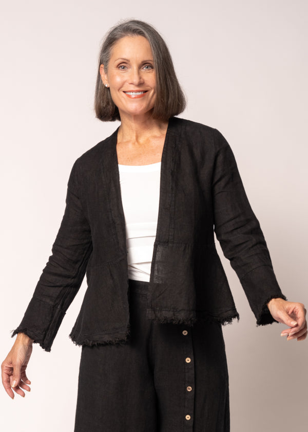 Katrina Linen Top in Onyx - Imagine Fashion Australia
