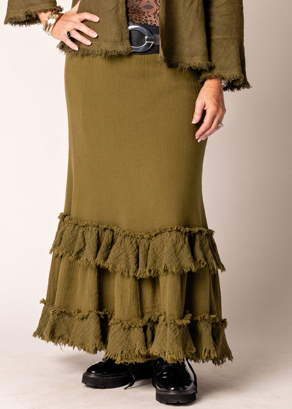 Dayma Skirt in Green Olive - Imagine Fashion Australia