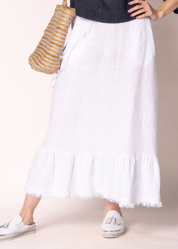 Gessica Linen Skirt in White - Imagine Fashion Australia