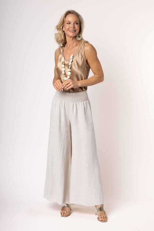 Diana Linen Pant in Latte - Imagine Fashion Australia