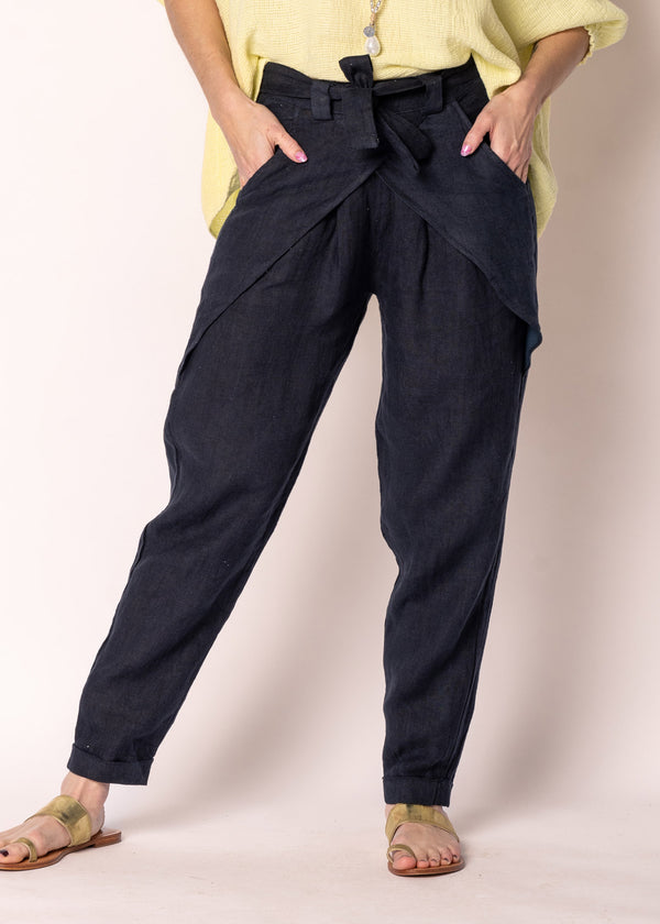 Cosima Linen Pants in Navy - Imagine Fashion Australia