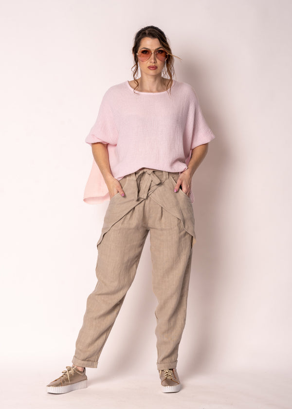 Mallory Linen Top in Modena Pink - Imagine Fashion Australia