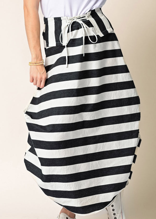 Ada Cotton Skirt in Granite Stripe - Imagine Fashion Australia