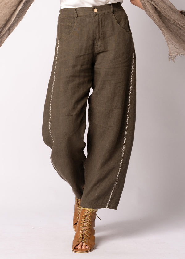 Wendy Linen Pants in Moss Green - Imagine Fashion Australia
