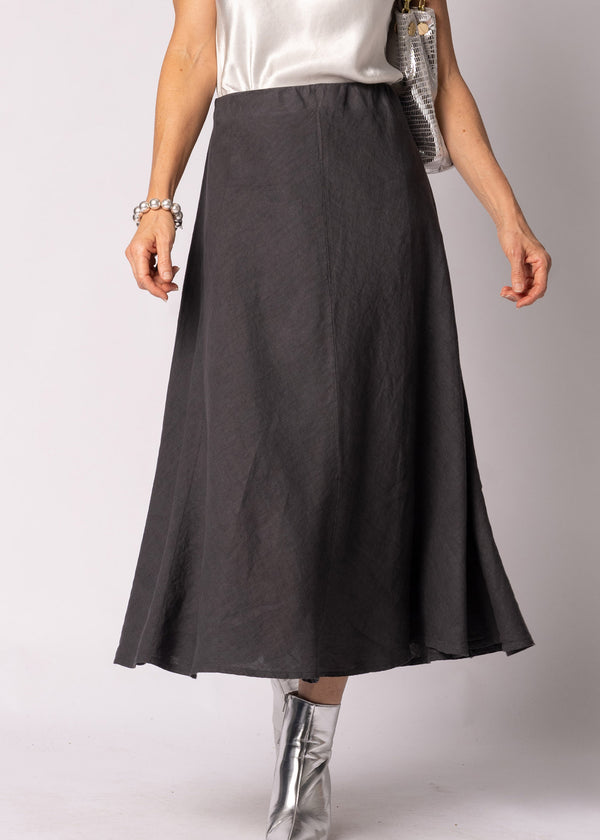 Lela Linen Skirt in Granite - Imagine Fashion Australia