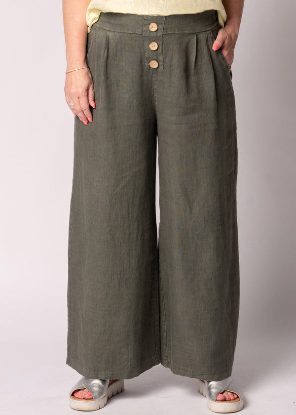 Renata Linen Pants in Khaki - Imagine Fashion Australia