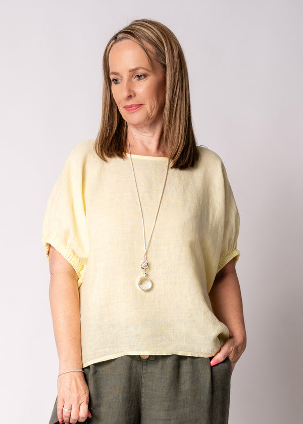 Solene Linen Top in Lucca Lemon - Imagine Fashion Australia