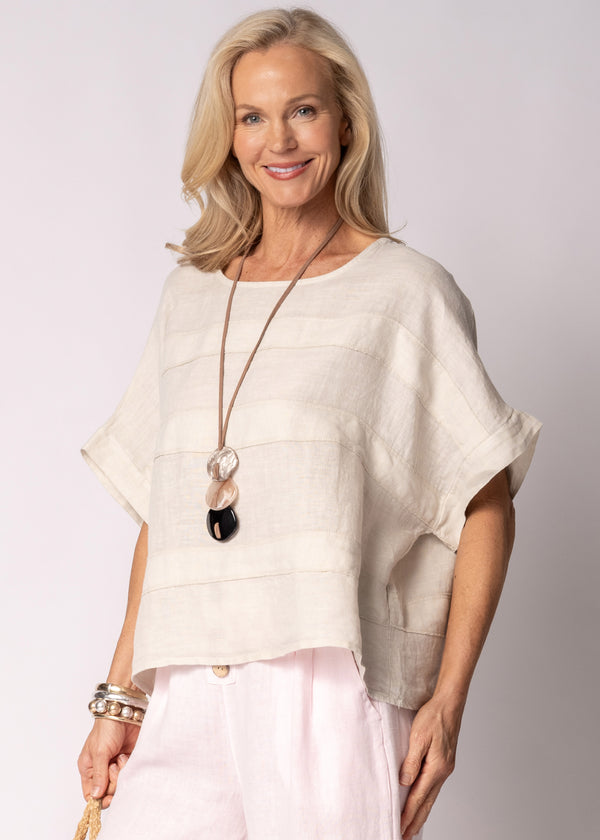 Korra Linen Top in Latte - Imagine Fashion Australia