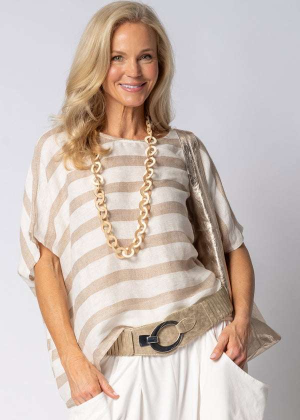 Faiza Linen Top in Desert - Imagine Fashion Australia
