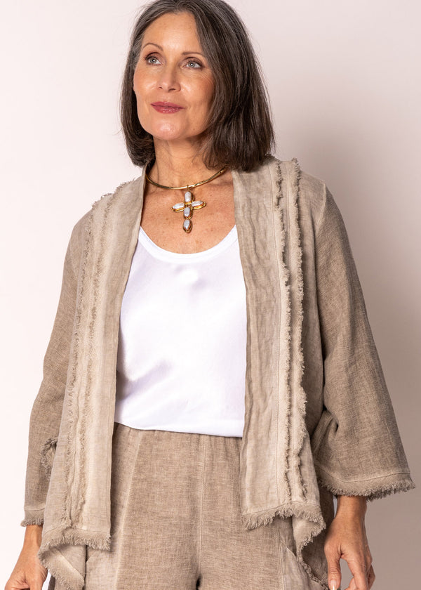 Sinead Linen Jacket in Latte - Imagine Fashion Australia