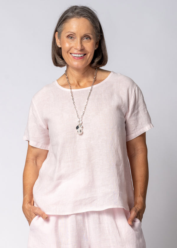 Arista Linen Top in Modena Pink - Imagine Fashion Australia