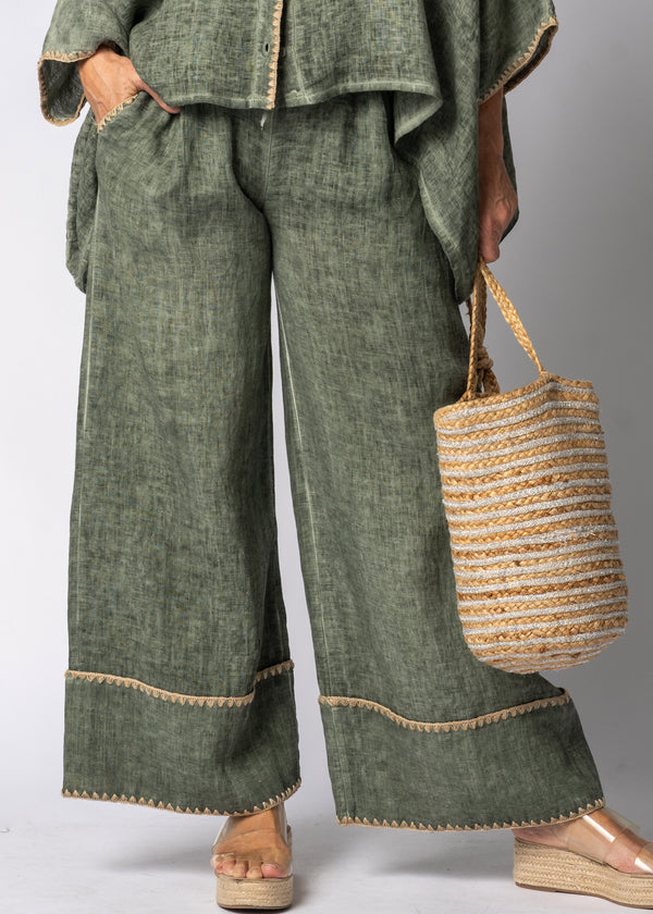 Tindra Linen Pants in Khaki - Imagine Fashion Australia