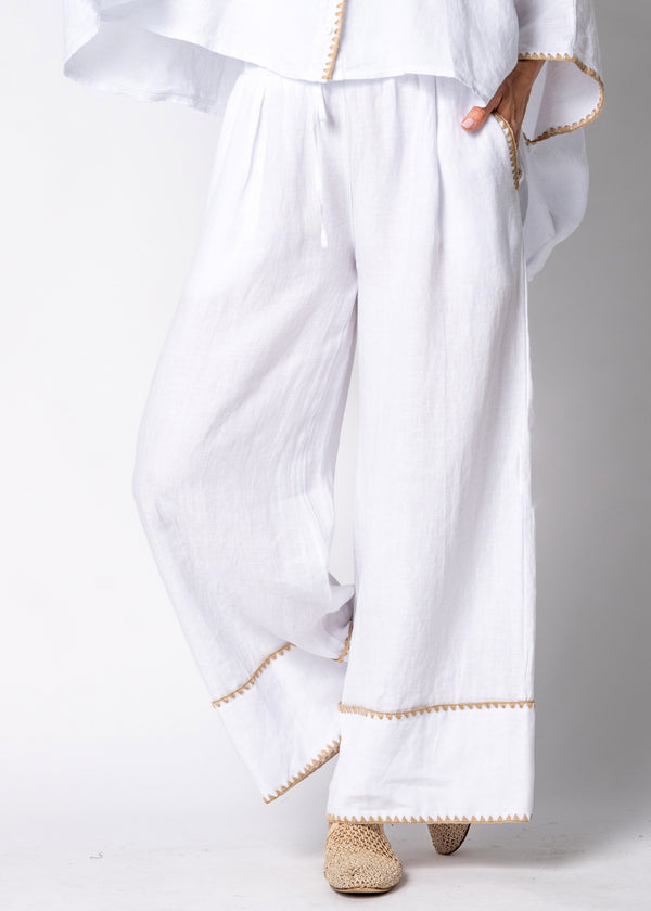 Tindra Linen Pants in White - Imagine Fashion Australia