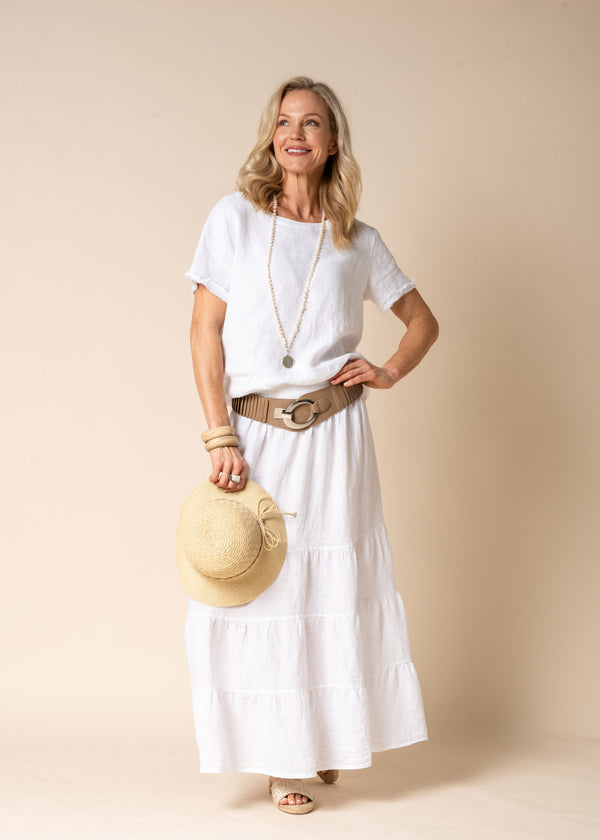 Lora Linen Skirt in White - Imagine Fashion Australia