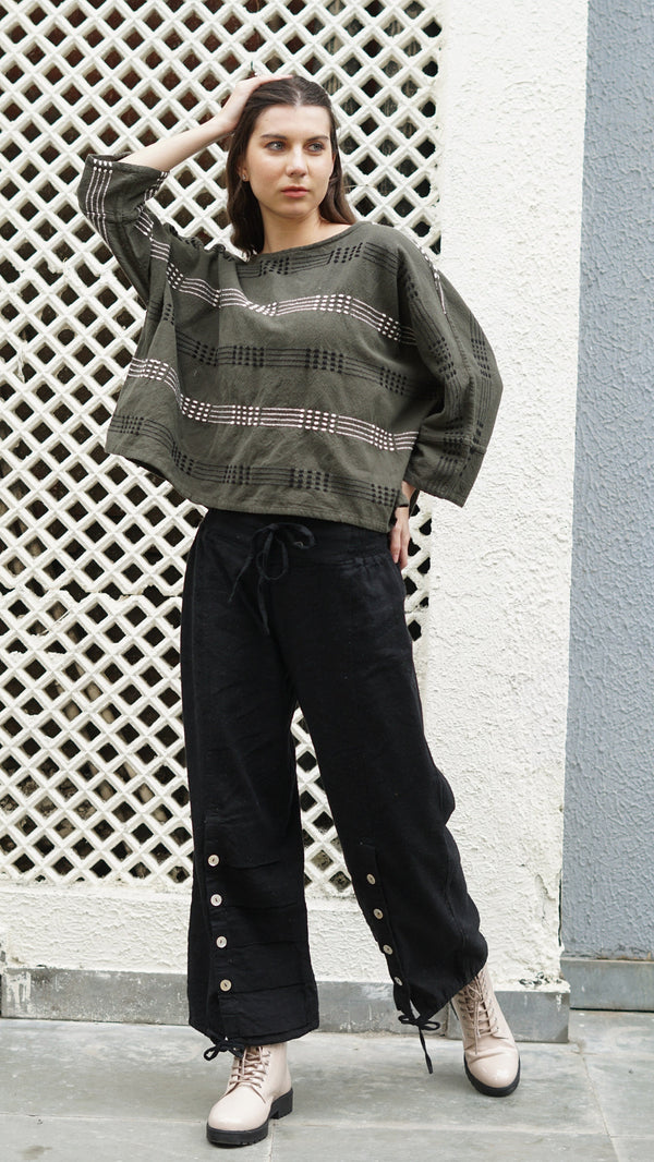 Polaris Linen Blend Pant in Onyx - Imagine Fashion Australia