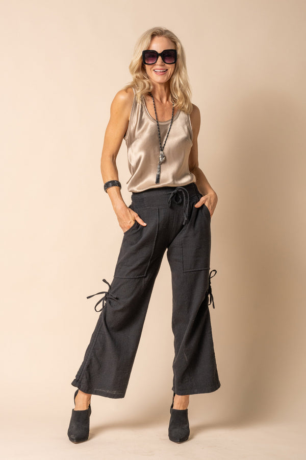 Hugo Linen Blend Pant in Onyx - Imagine Fashion Australia