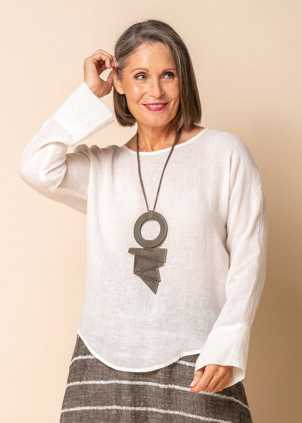 Janet Linen Top in Cream - Imagine Fashion Australia