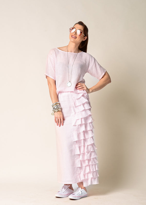 Eve Linen Skirt in Blush - Imagine Fashion Australia