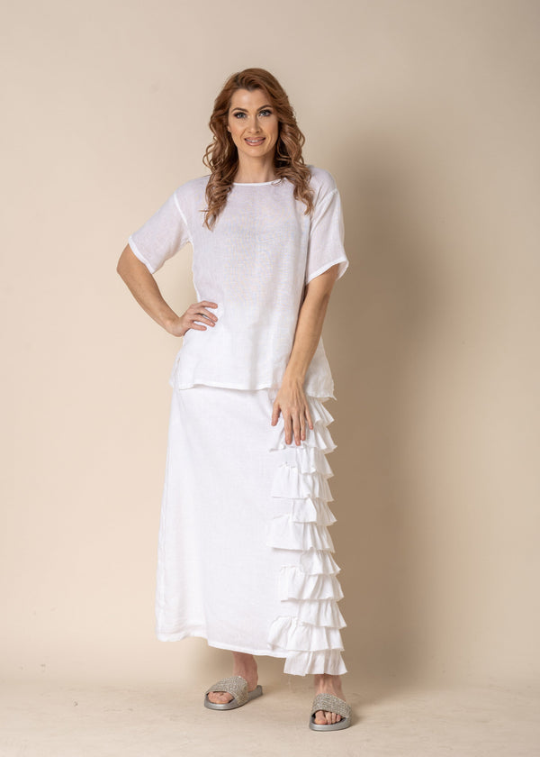 Lainey Linen Top in White - Imagine Fashion Australia