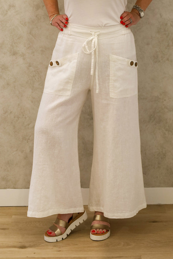 Annalise Linen Pant in White - Imagine Fashion Australia