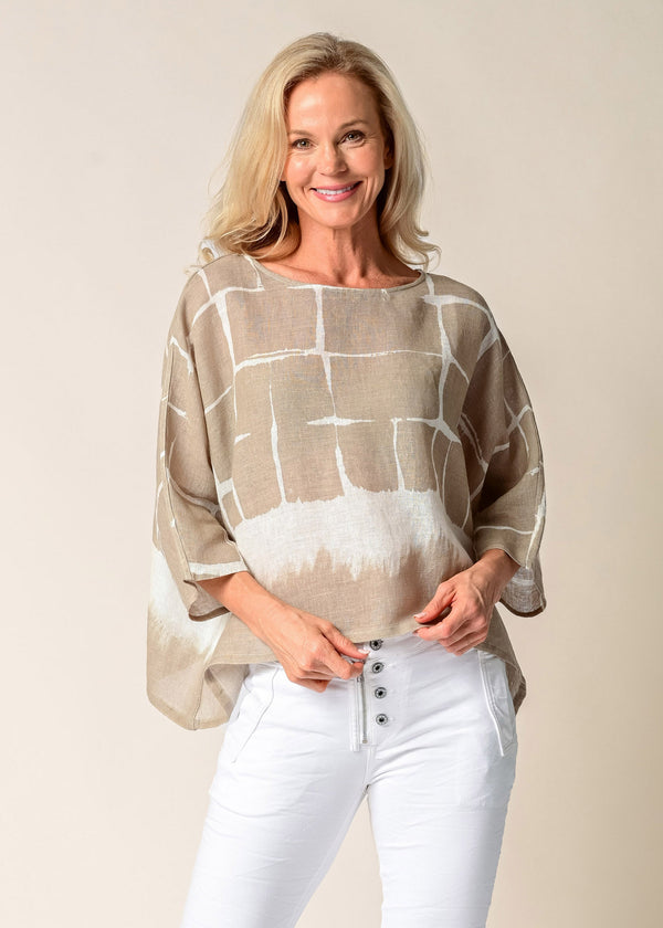 Harlan Linen Top in Mocha - Imagine Fashion Australia