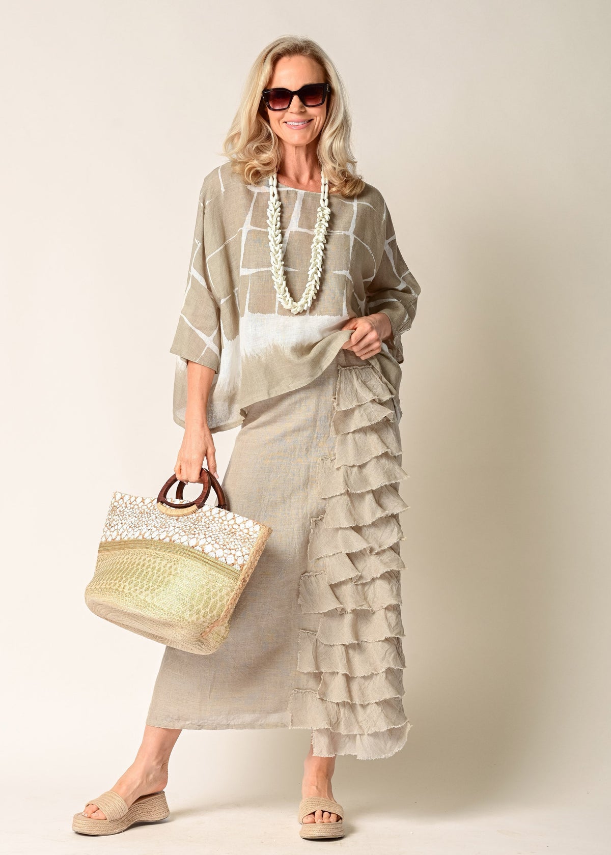 Eve Linen Skirt in Latte - Imagine Fashion Australia