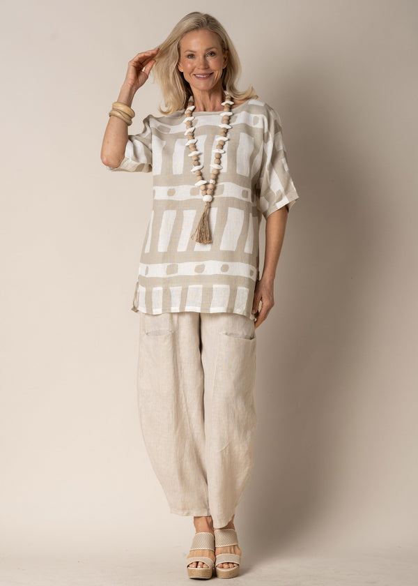 Annette Linen Top in Latte - Imagine Fashion Australia