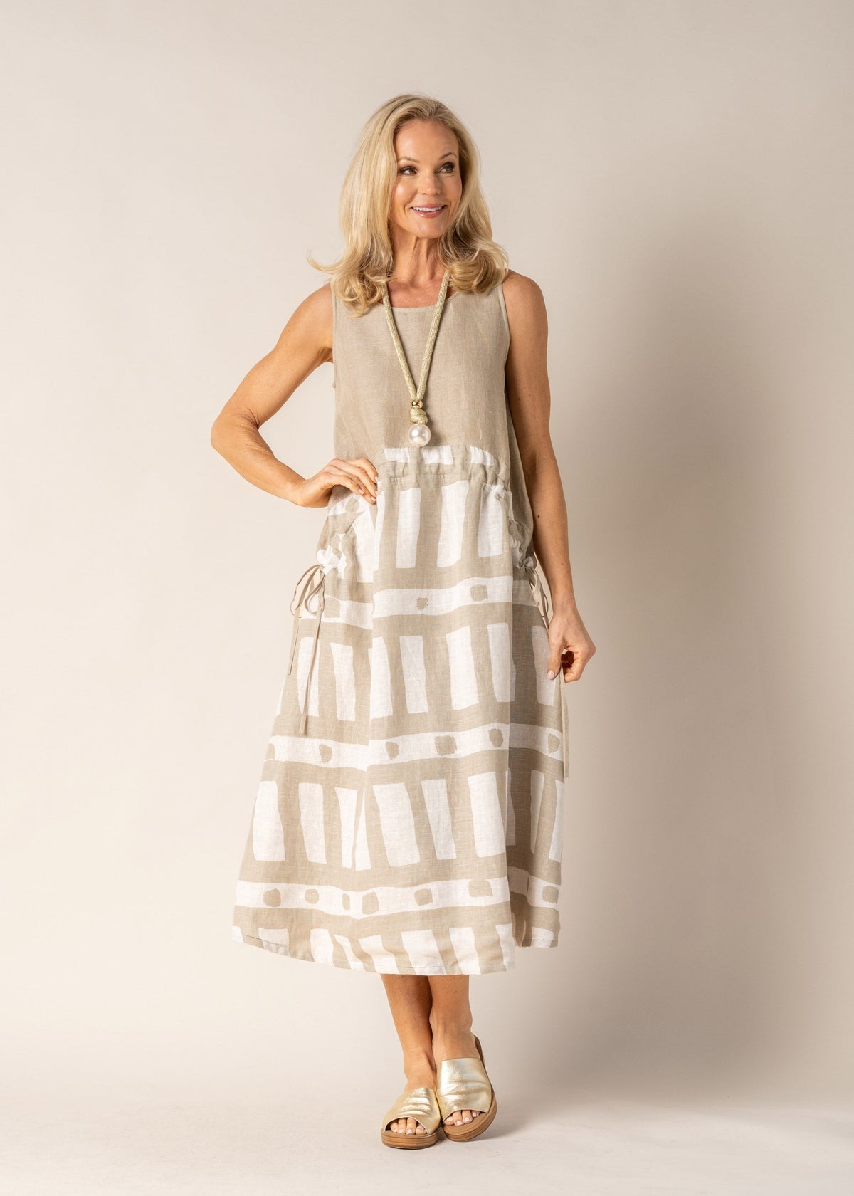 Loreli Linen Dress in Latte - Imagine Fashion Australia
