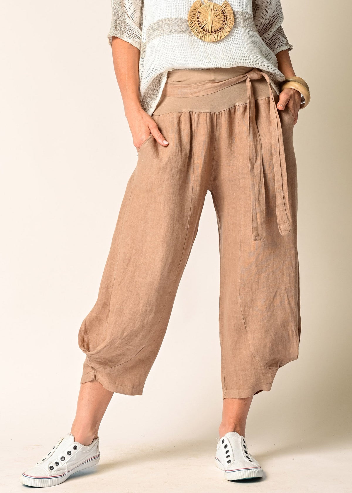Addison Linen Pant in Desert - Imagine Fashion Australia