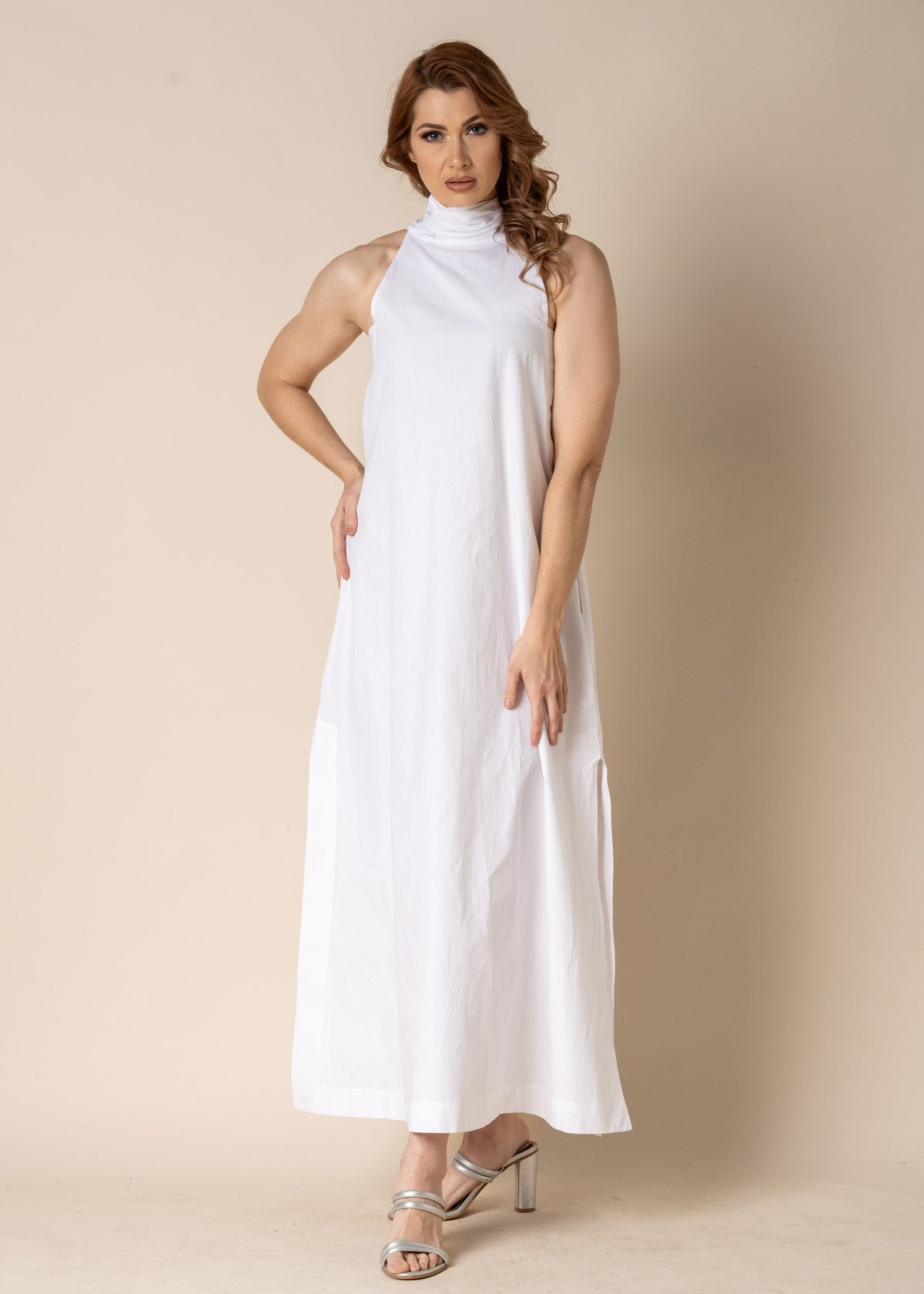 Ebony Cotton Dress in White - Imagine Fashion Australia