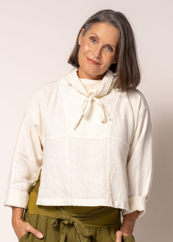 Penrose Linen Top in Cream - Imagine Fashion Australia