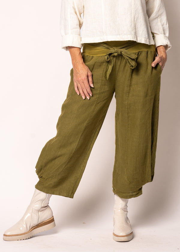 Addison Linen Pant in Green Olive - Imagine Fashion Australia