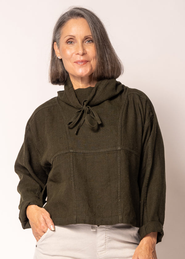 Penrose Linen Top in Khaki - Imagine Fashion Australia