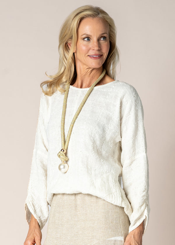 Carmina Linen Top in Cream - Imagine Fashion Australia