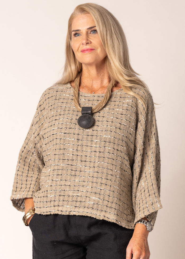 Naida Linen Top in Latte
