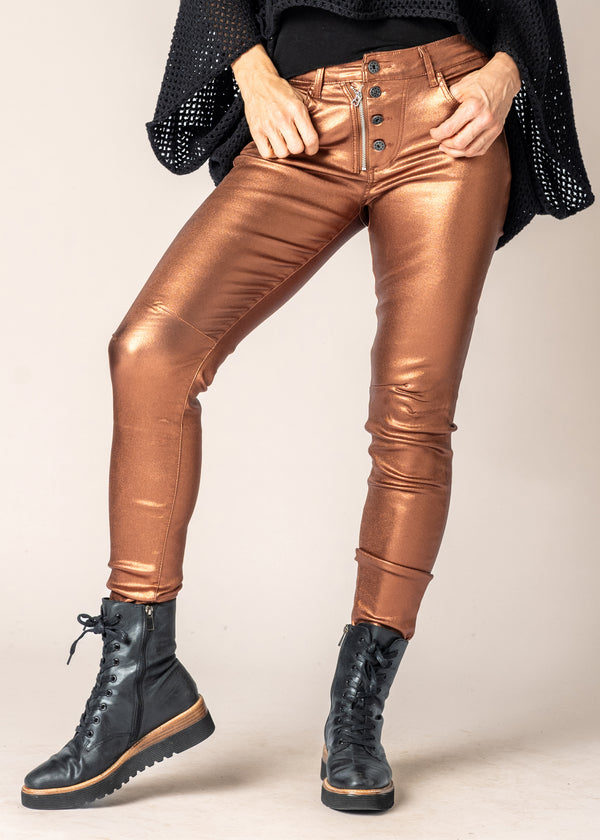 Charlene Metallic Pants in Bronze - Imagine Fashion Australia