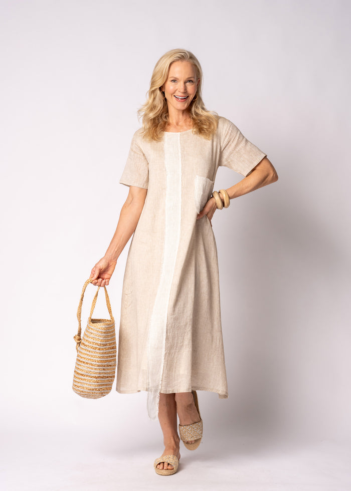 Sophia Linen Dress in Latte