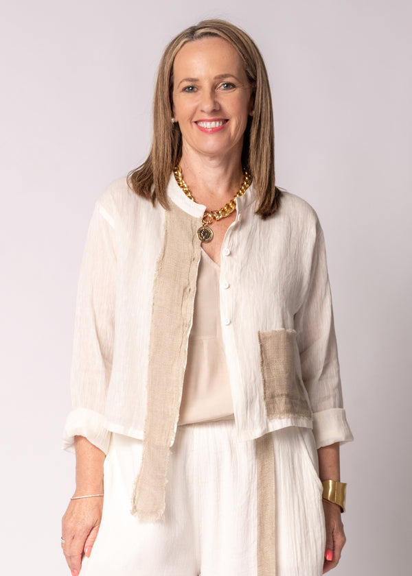 Emery Linen Top in Cream - Imagine Fashion Australia