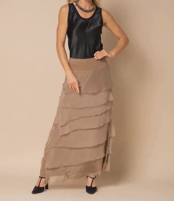 Fifi Silk Skirt in Desert